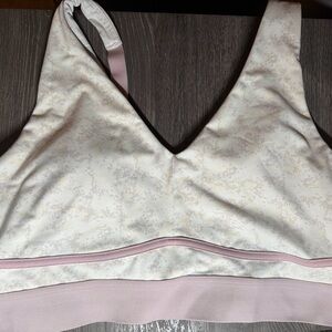 Fabletics Cream and Pink Sports Bra